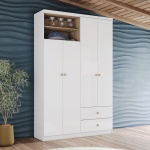 Armoire Gamil Vicawu blanc brillant pour chambres enfant et adolescent modernes