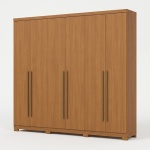 Armoire Blenda Vicawu 6 portes en chêne chaleureux avec poignées marron modernes