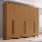 Armoire moderne Blenda Vicawu 6 portes effet bois chêne pour chambre élégante