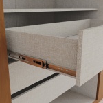 Détail des tiroirs de l’armoire Blenda Vicawu avec glissières métalliques et rangement spacieux