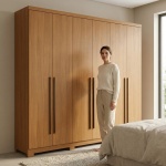 Armoire Blenda Vicawu 6 portes finition chêne pour chambre moderne et élégante